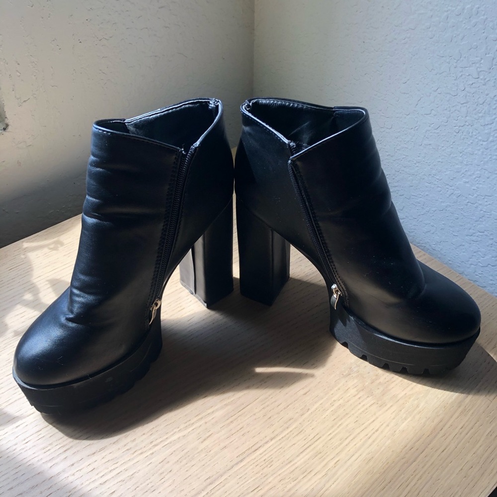 Platform Black Ankle Boots